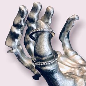 Double Band Silver CZ Knuckle Ring